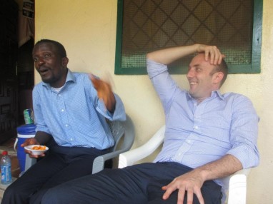 Brownell and Mark Chatting in Liberia